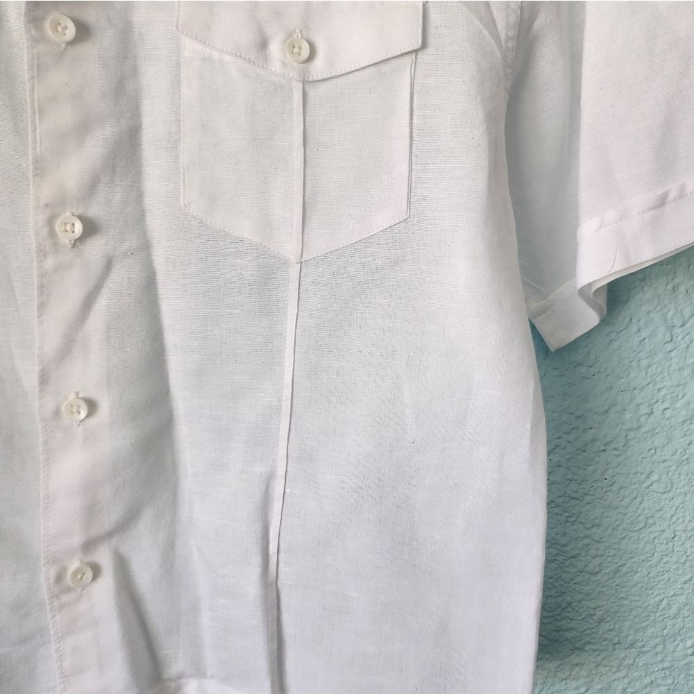Cafe Luna linen cropped button front shirt - Picture 2 of 9